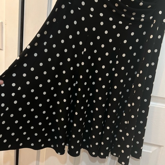 Lauren Ralph Lauren Dress Women 14 Black Polka Dot Surplice Neck Fit Flare Knee - Picture 5 of 9